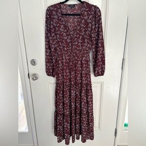 Roolee Maxi Tiered Long Sleeve Dress Size Small